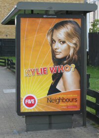 Five Neighbours poster on a London bus shelter (Photo: Noel Baxendale)